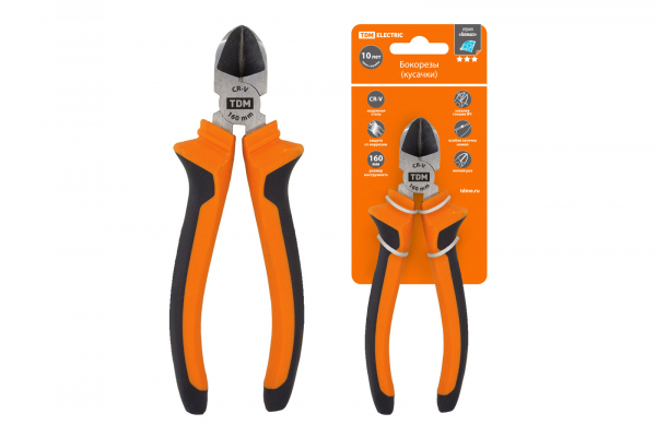 Бокорезы (кусачки), с двухкомпонентными рукоятками, CR-V сталь, 160 мм, серия Алмаз